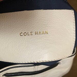 Cole Haan Bucket Bag White with Black Drawstring & Tassel